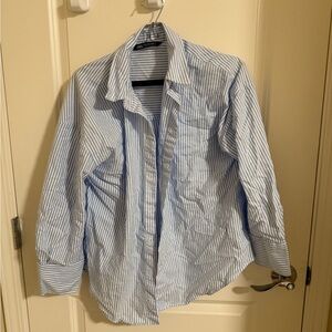 Zara Blue Striped Button Down Shirt M
